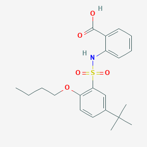 molecular formula C21H27NO5S B12204801 2-(2-Butoxy-5-tert-butylbenzenesulfonamido)benzoic acid 