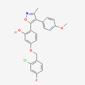 molecular formula C24H19ClFNO4 B12204847 5-[(2-Chloro-4-fluorobenzyl)oxy]-2-[4-(4-methoxyphenyl)-3-methyl-1,2-oxazol-5-yl]phenol 