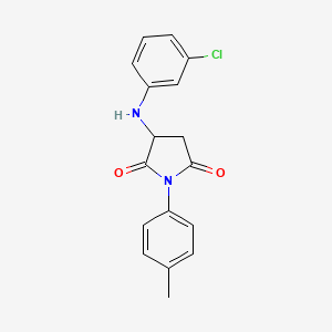 molecular formula C17H15ClN2O2 B12204864 3-[(3-Chlorophenyl)amino]-1-(4-methylphenyl)azolidine-2,5-dione 