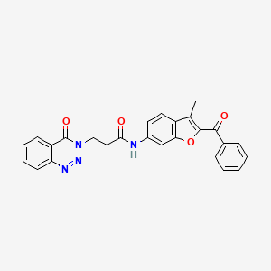 molecular formula C26H20N4O4 B12204911 N-[3-methyl-2-(phenylcarbonyl)-1-benzofuran-6-yl]-3-(4-oxo-1,2,3-benzotriazin-3(4H)-yl)propanamide 