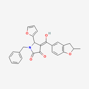 molecular formula C25H21NO5 B12204924 (4E)-1-benzyl-5-(furan-2-yl)-4-[hydroxy(2-methyl-2,3-dihydro-1-benzofuran-5-yl)methylidene]pyrrolidine-2,3-dione 