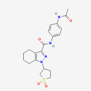 molecular formula C20H24N4O4S B12204961 N-[4-(acetylamino)phenyl]-1-(1,1-dioxidotetrahydrothiophen-3-yl)-4,5,6,7-tetrahydro-1H-indazole-3-carboxamide 