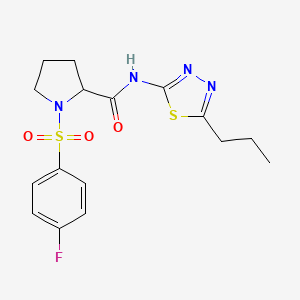 (E)-1-[(4-fluorophenyl)sulfonyl]-N-(5-propyl-1,3,4-thiadiazol-2(3H)-ylidene)prolinamide