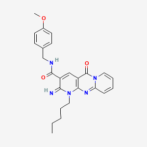 6-imino-N-[(4-methoxyphenyl)methyl]-2-oxo-7-pentyl-1,7,9-triazatricyclo[8.4.0.03,8]tetradeca-3(8),4,9,11,13-pentaene-5-carboxamide