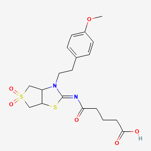 molecular formula C19H24N2O6S2 B12205008 5-{[(2Z)-3-[2-(4-methoxyphenyl)ethyl]-5,5-dioxidotetrahydrothieno[3,4-d][1,3]thiazol-2(3H)-ylidene]amino}-5-oxopentanoic acid 