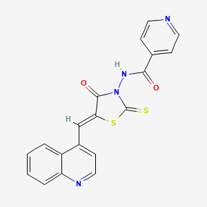 N-[(5Z)-4-oxo-5-(quinolin-4-ylmethylidene)-2-thioxo-1,3-thiazolidin-3-yl]pyridine-4-carboxamide