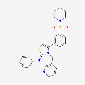 molecular formula C26H26N4O2S2 B12205021 N-[(2Z)-4-[3-(piperidin-1-ylsulfonyl)phenyl]-3-(pyridin-3-ylmethyl)-1,3-thiazol-2(3H)-ylidene]aniline 