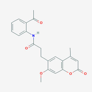 molecular formula C22H21NO5 B12205024 N-(2-acetylphenyl)-3-(7-methoxy-4-methyl-2-oxo-2H-chromen-6-yl)propanamide 