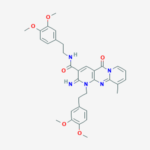 N,7-bis[2-(3,4-dimethoxyphenyl)ethyl]-6-imino-11-methyl-2-oxo-1,7,9-triazatricyclo[8.4.0.03,8]tetradeca-3(8),4,9,11,13-pentaene-5-carboxamide