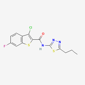 molecular formula C14H11ClFN3OS2 B12205055 3-chloro-6-fluoro-N-(5-propyl-1,3,4-thiadiazol-2-yl)-1-benzothiophene-2-carboxamide 