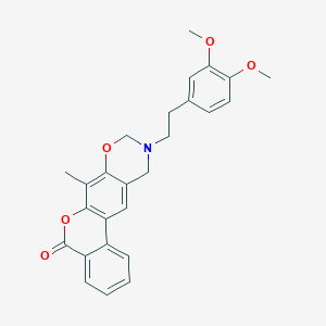 10-[2-(3,4-dimethoxyphenyl)ethyl]-7-methyl-10,11-dihydro-5H,9H-benzo[3,4]chromeno[6,7-e][1,3]oxazin-5-one