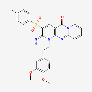 7-[2-(3,4-dimethoxyphenyl)ethyl]-6-imino-5-(4-methylphenyl)sulfonyl-1,7,9-triazatricyclo[8.4.0.03,8]tetradeca-3(8),4,9,11,13-pentaen-2-one