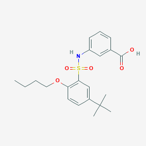 molecular formula C21H27NO5S B12205097 3-(2-Butoxy-5-tert-butylbenzenesulfonamido)benzoic acid 