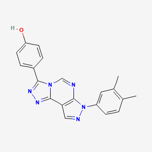 molecular formula C20H16N6O B12205110 4-[3-(3,4-Dimethylphenyl)-6-hydropyrazolo[5,4-d]1,2,4-triazolo[4,5-e]pyrimidin-7-yl]phenol 