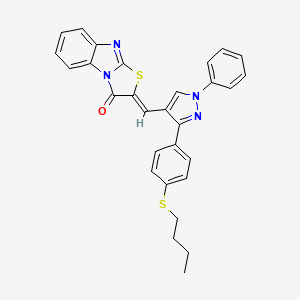 molecular formula C29H24N4OS2 B12205113 (2Z)-2-({3-[4-(butylsulfanyl)phenyl]-1-phenyl-1H-pyrazol-4-yl}methylidene)[1,3]thiazolo[3,2-a]benzimidazol-3(2H)-one 