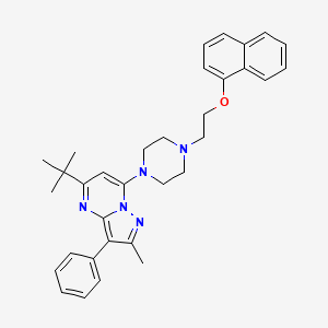 molecular formula C33H37N5O B12205148 5-Tert-butyl-2-methyl-7-{4-[2-(naphthalen-1-yloxy)ethyl]piperazin-1-yl}-3-phenylpyrazolo[1,5-a]pyrimidine 