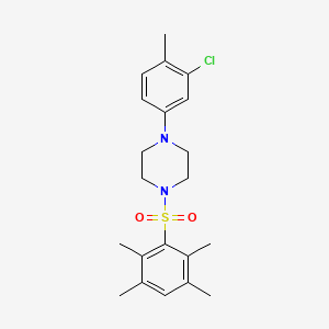 molecular formula C21H27ClN2O2S B12205152 1-(3-Chloro-4-methylphenyl)-4-(2,3,5,6-tetramethylbenzenesulfonyl)piperazine 