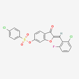 (2Z)-2-(2-chloro-6-fluorobenzylidene)-3-oxo-2,3-dihydro-1-benzofuran-6-yl 4-chlorobenzenesulfonate