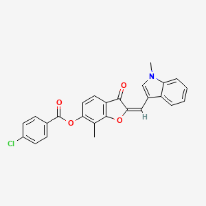 (2E)-7-methyl-2-[(1-methyl-1H-indol-3-yl)methylidene]-3-oxo-2,3-dihydro-1-benzofuran-6-yl 4-chlorobenzoate