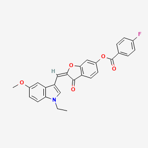 (2E)-2-[(1-ethyl-5-methoxy-1H-indol-3-yl)methylidene]-3-oxo-2,3-dihydro-1-benzofuran-6-yl 4-fluorobenzoate