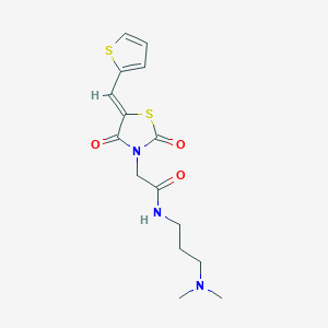 molecular formula C15H19N3O3S2 B12205210 N-[3-(dimethylamino)propyl]-2-[(5Z)-2,4-dioxo-5-(thiophen-2-ylmethylidene)-1,3-thiazolidin-3-yl]acetamide 