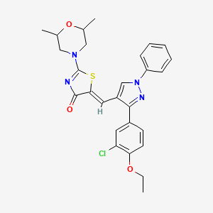 (5Z)-5-{[3-(3-chloro-4-ethoxyphenyl)-1-phenyl-1H-pyrazol-4-yl]methylidene}-2-(2,6-dimethylmorpholin-4-yl)-1,3-thiazol-4(5H)-one