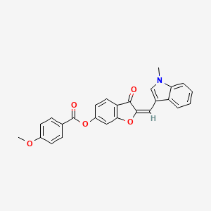 molecular formula C26H19NO5 B12205254 (2E)-2-[(1-methyl-1H-indol-3-yl)methylidene]-3-oxo-2,3-dihydro-1-benzofuran-6-yl 4-methoxybenzoate 