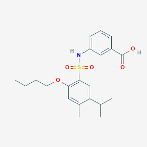 molecular formula C21H27NO5S B12205255 3-[2-Butoxy-4-methyl-5-(propan-2-yl)benzenesulfonamido]benzoic acid 