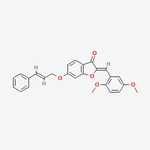 molecular formula C26H22O5 B12205270 (2Z)-2-(2,5-dimethoxybenzylidene)-6-{[(2E)-3-phenylprop-2-en-1-yl]oxy}-1-benzofuran-3(2H)-one 