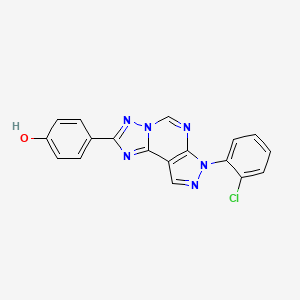 molecular formula C18H11ClN6O B12205285 4-[10-(2-Chlorophenyl)-3,5,6,8,10,11-hexaazatricyclo[7.3.0.0^{2,6}]dodeca-1(9),2,4,7,11-pentaen-4-yl]phenol 