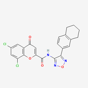 6,8-dichloro-4-oxo-N-[4-(5,6,7,8-tetrahydronaphthalen-2-yl)-1,2,5-oxadiazol-3-yl]-4H-chromene-2-carboxamide