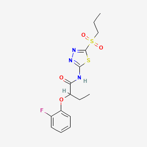 2-(2-fluorophenoxy)-N-[(2Z)-5-(propylsulfonyl)-1,3,4-thiadiazol-2(3H)-ylidene]butanamide