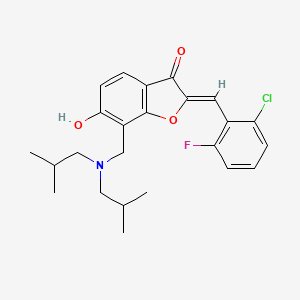 molecular formula C24H27ClFNO3 B12205310 (2Z)-7-{[bis(2-methylpropyl)amino]methyl}-2-(2-chloro-6-fluorobenzylidene)-6-hydroxy-1-benzofuran-3(2H)-one 