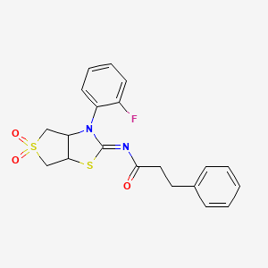 N-[(2E)-3-(2-fluorophenyl)-5,5-dioxidotetrahydrothieno[3,4-d][1,3]thiazol-2(3H)-ylidene]-3-phenylpropanamide