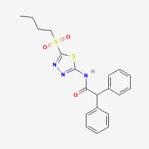 molecular formula C20H21N3O3S2 B12205322 N-[5-(butylsulfonyl)-1,3,4-thiadiazol-2-yl]-2,2-diphenylacetamide 