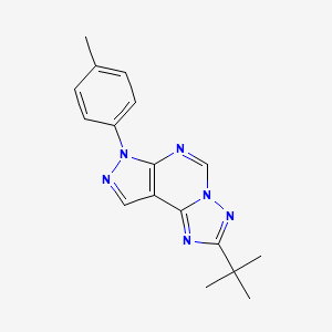 molecular formula C17H18N6 B12205353 4-Tert-butyl-10-(4-methylphenyl)-3,5,6,8,10,11-hexaazatricyclo[7.3.0.0^{2,6}]dodeca-1(9),2,4,7,11-pentaene 