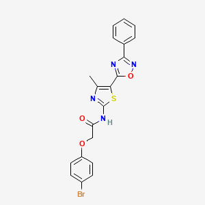 molecular formula C20H15BrN4O3S B12205370 2-(4-bromophenoxy)-N-[(2E)-4-methyl-5-(3-phenyl-1,2,4-oxadiazol-5-yl)-1,3-thiazol-2(3H)-ylidene]acetamide 