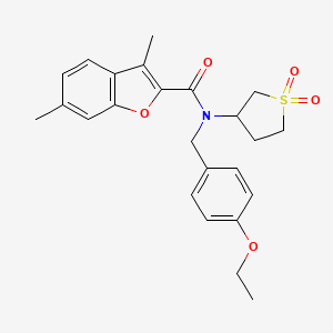 molecular formula C24H27NO5S B12205386 N-(1,1-dioxidotetrahydrothiophen-3-yl)-N-(4-ethoxybenzyl)-3,6-dimethyl-1-benzofuran-2-carboxamide 