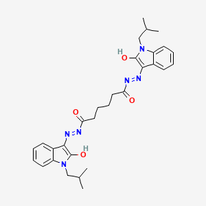 molecular formula C30H36N6O4 B12205411 N'~1~,N'~6~-bis[(3E)-1-(2-methylpropyl)-2-oxo-1,2-dihydro-3H-indol-3-ylidene]hexanedihydrazide 