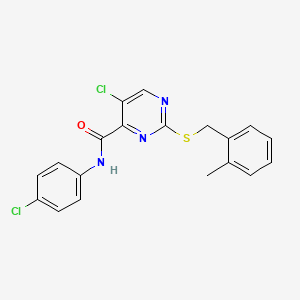 5-chloro-N-(4-chlorophenyl)-2-[(2-methylbenzyl)sulfanyl]pyrimidine-4-carboxamide