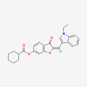 (2E)-2-[(1-ethyl-1H-indol-3-yl)methylidene]-3-oxo-2,3-dihydro-1-benzofuran-6-yl cyclohexanecarboxylate