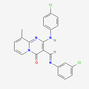 molecular formula C22H16Cl2N4O B12205455 2-[(4-chlorophenyl)amino]-3-{[(3-chlorophenyl)imino]methyl}-9-methyl-4H-pyrido[1,2-a]pyrimidin-4-one 