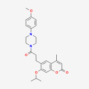 6-{3-[4-(4-methoxyphenyl)piperazin-1-yl]-3-oxopropyl}-4-methyl-7-(propan-2-yloxy)-2H-chromen-2-one