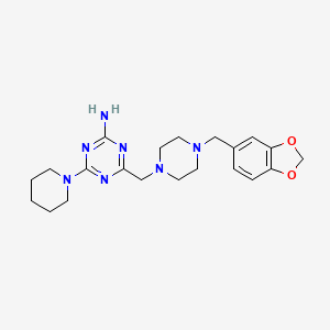 4-{[4-(1,3-Benzodioxol-5-ylmethyl)piperazin-1-yl]methyl}-6-(piperidin-1-yl)-1,3,5-triazin-2-amine