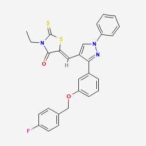 (5Z)-3-ethyl-5-[(3-{3-[(4-fluorobenzyl)oxy]phenyl}-1-phenyl-1H-pyrazol-4-yl)methylidene]-2-thioxo-1,3-thiazolidin-4-one