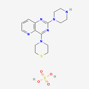 molecular formula C15H22N6O4S2 B1220551 2-Piperazinyl-4-thiomorpholinopyrido(3,2-d)pyrimidine sulfate CAS No. 49845-39-8