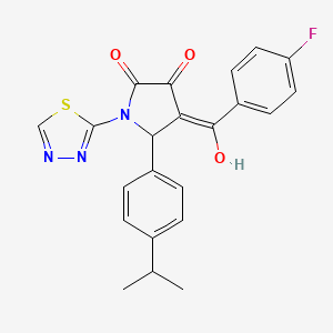 molecular formula C22H18FN3O3S B12205574 4-[(4-fluorophenyl)carbonyl]-3-hydroxy-5-[4-(propan-2-yl)phenyl]-1-(1,3,4-thiadiazol-2-yl)-1,5-dihydro-2H-pyrrol-2-one 