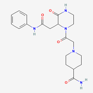 1-(2-Oxo-2-(3-oxo-2-(2-oxo-2-(phenylamino)ethyl)piperazin-1-yl)ethyl)piperidine-4-carboxamide