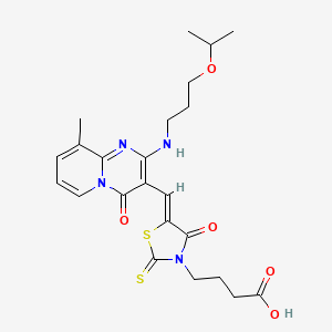 4-{(5Z)-5-[(9-methyl-4-oxo-2-{[3-(propan-2-yloxy)propyl]amino}-4H-pyrido[1,2-a]pyrimidin-3-yl)methylidene]-4-oxo-2-thioxo-1,3-thiazolidin-3-yl}butanoic acid