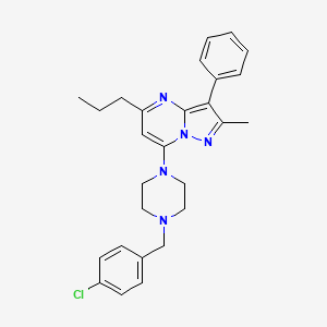 molecular formula C27H30ClN5 B12205598 7-[4-(4-Chlorobenzyl)piperazin-1-yl]-2-methyl-3-phenyl-5-propylpyrazolo[1,5-a]pyrimidine 